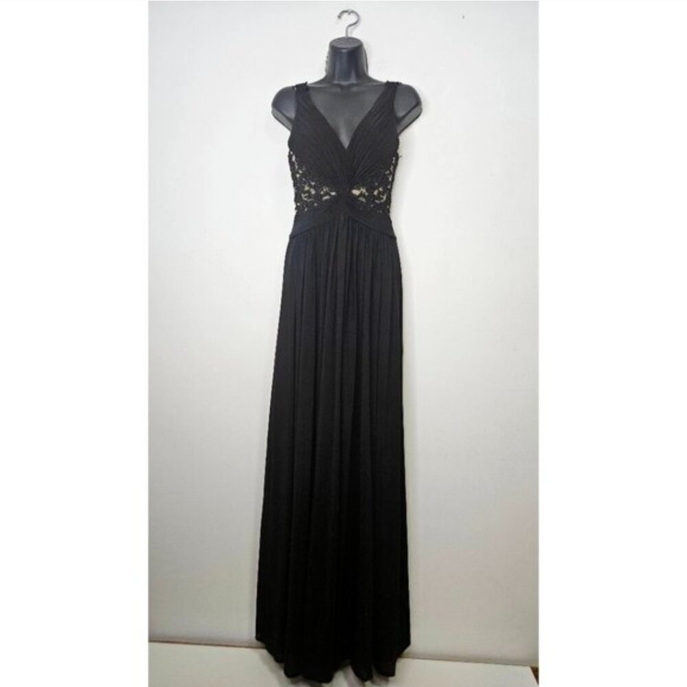 Sherri Hill Black Lace Maxi Full Length Gown Dress 2 Formal Evening Prom Guest
